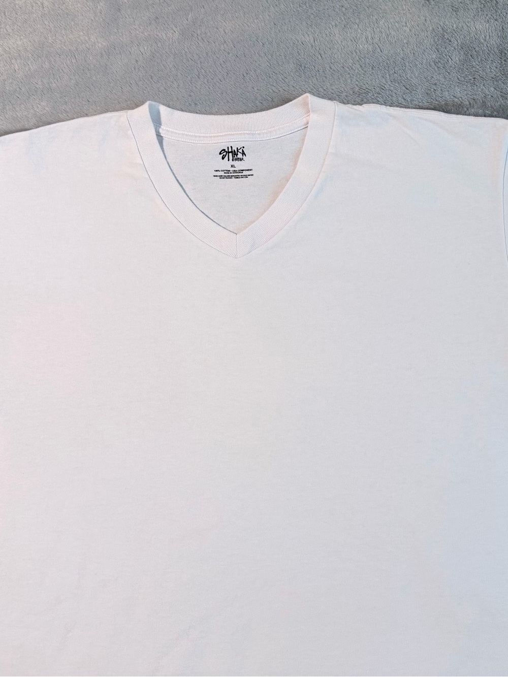 Shaka Wear | White 6.2 oz 100% Cotton Short Sleeve V-Neck | White | Size XL